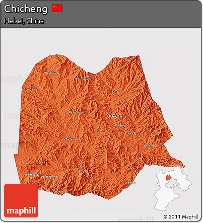 Political 3D Map of Chicheng, single color outside