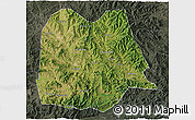 Satellite 3D Map of Chicheng, darken, semi-desaturated