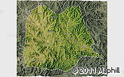 Satellite 3D Map of Chicheng, semi-desaturated