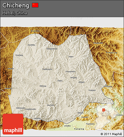 Shaded Relief 3D Map of Chicheng, physical outside