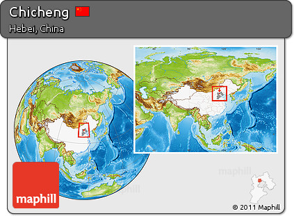 Physical Location Map of Chicheng, highlighted country, highlighted parent region, within the entire country