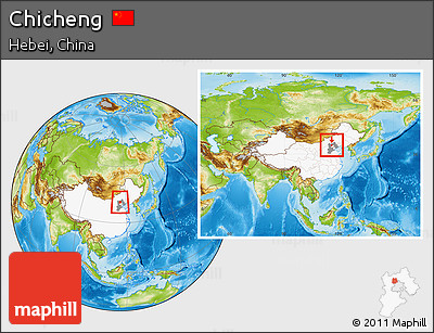Physical Location Map of Chicheng, highlighted country, highlighted parent region, within the entire country