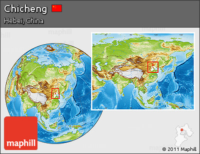 Physical Location Map of Chicheng, highlighted parent region, within the entire country