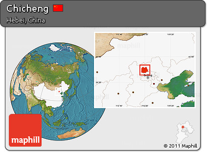 Satellite Location Map of Chicheng, highlighted country