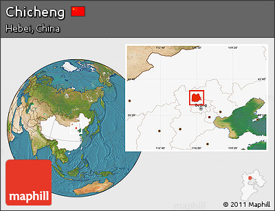 Satellite Location Map of Chicheng, highlighted country