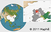 Satellite Location Map of Chicheng, highlighted country, highlighted parent region