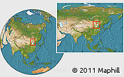 Satellite Location Map of Chicheng, highlighted parent region, within the entire country