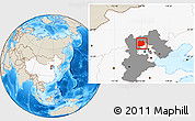 Shaded Relief Location Map of Chicheng, highlighted country, highlighted parent region