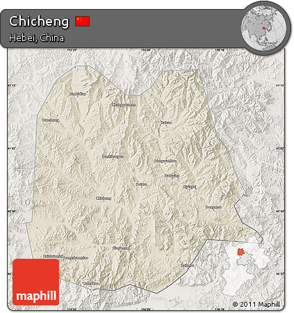 Shaded Relief Map of Chicheng, lighten