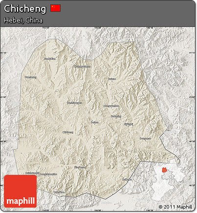Shaded Relief Map of Chicheng, lighten