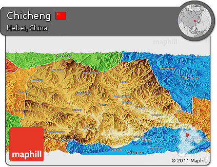 Physical Panoramic Map of Chicheng, political outside