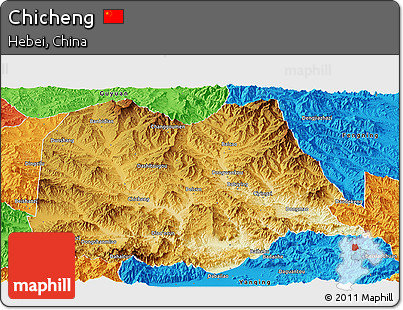 Physical Panoramic Map of Chicheng, political outside