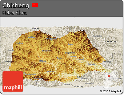 Physical Panoramic Map of Chicheng, shaded relief outside