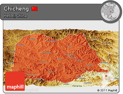 Political Panoramic Map of Chicheng, physical outside