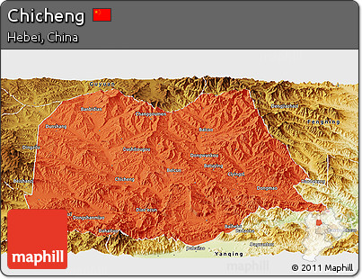 Political Panoramic Map of Chicheng, physical outside