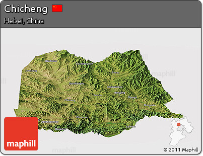 Satellite Panoramic Map of Chicheng, cropped outside