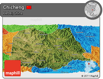 Satellite Panoramic Map of Chicheng, political outside