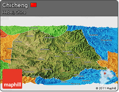 Satellite Panoramic Map of Chicheng, political outside