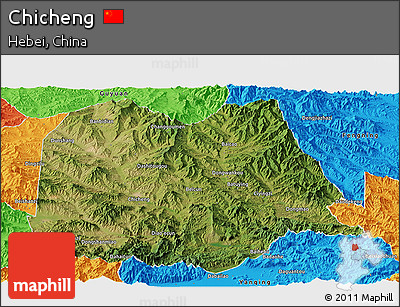 Satellite Panoramic Map of Chicheng, political outside