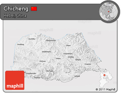 Silver Style Panoramic Map of Chicheng, single color outside