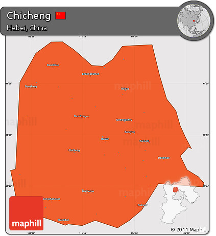Political Simple Map of Chicheng, cropped outside