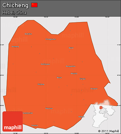 Political Simple Map of Chicheng, cropped outside