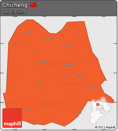 Political Simple Map of Chicheng, cropped outside