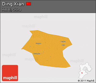Political 3D Map of Ding Xian, cropped outside