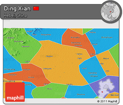 Political 3D Map of Ding Xian
