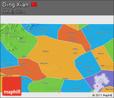 Political 3D Map of Ding Xian
