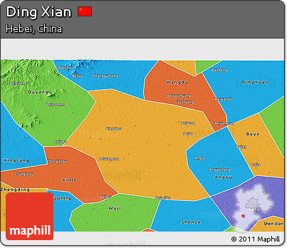 Political 3D Map of Ding Xian