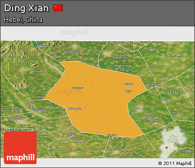 Political 3D Map of Ding Xian, satellite outside
