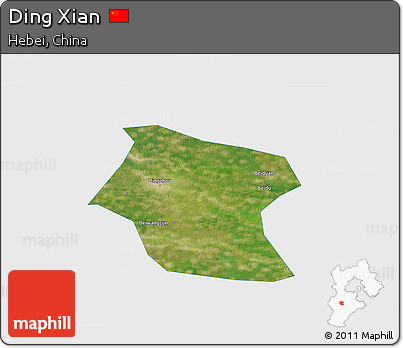 Satellite 3D Map of Ding Xian, single color outside