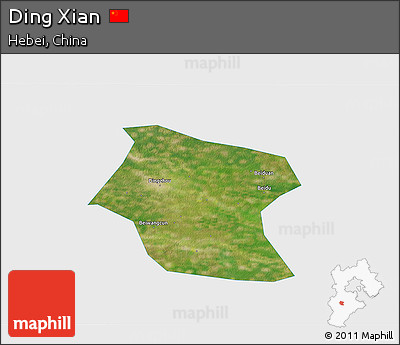 Satellite 3D Map of Ding Xian, single color outside
