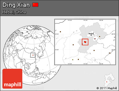 Blank Location Map of Ding Xian, highlighted parent region