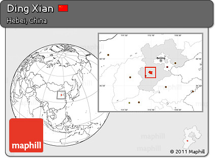 Blank Location Map of Ding Xian, highlighted parent region