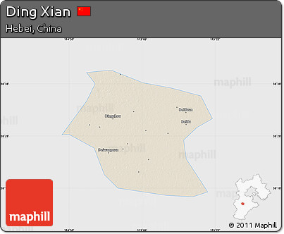 Shaded Relief Map of Ding Xian, single color outside