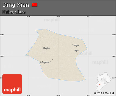 Shaded Relief Map of Ding Xian, single color outside