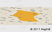 Political Panoramic Map of Ding Xian, shaded relief outside