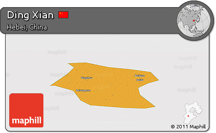 Political Panoramic Map of Ding Xian, single color outside