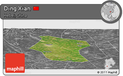 Satellite Panoramic Map of Ding Xian, desaturated