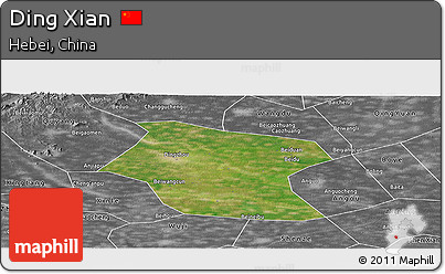 Satellite Panoramic Map of Ding Xian, desaturated