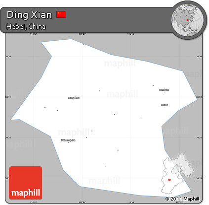 Gray Simple Map of Ding Xian, single color outside