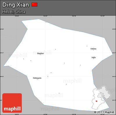 Gray Simple Map of Ding Xian, single color outside