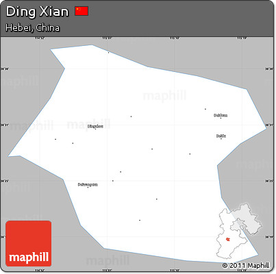 Gray Simple Map of Ding Xian, single color outside