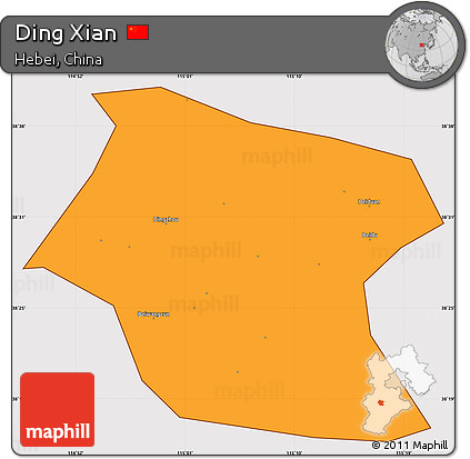 Political Simple Map of Ding Xian, cropped outside
