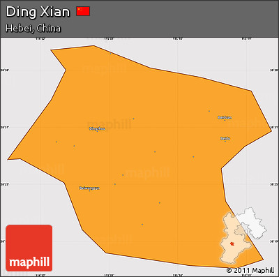 Political Simple Map of Ding Xian, cropped outside
