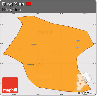 Political Simple Map of Ding Xian, cropped outside