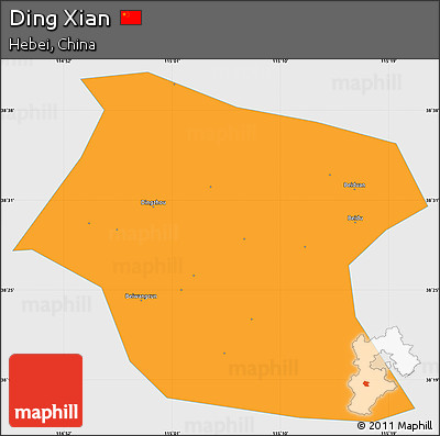 Political Simple Map of Ding Xian, single color outside