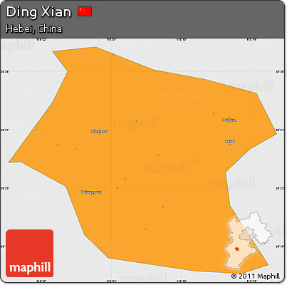 Political Simple Map of Ding Xian, single color outside